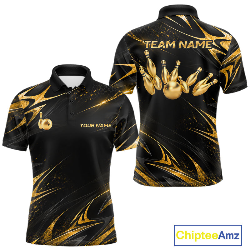 Personalized Black Gold Bowling Jersey Bowling Team Shirts Bowling Tournament
