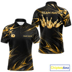 Personalized Black Gold Bowling Jersey Bowling Team Shirts Bowling Tournament