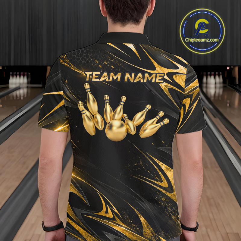 Personalized Black Gold Bowling Jersey Bowling Team Shirts Bowling Tournament