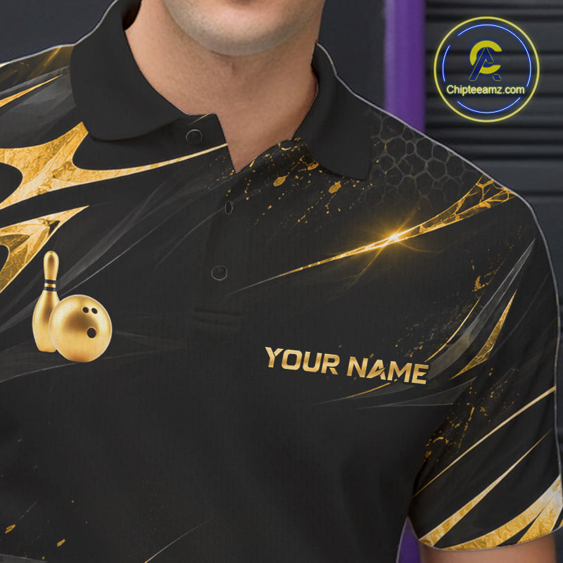 Personalized Black Gold Bowling Jersey Bowling Team Shirts Bowling Tournament