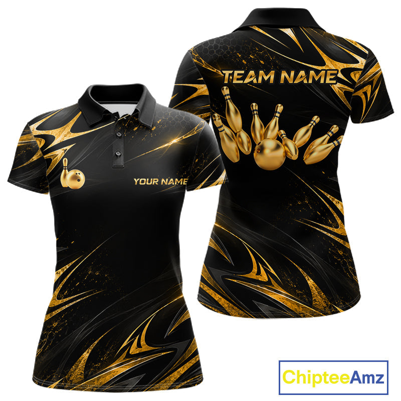 Personalized Black Gold Bowling Jersey Bowling Team Shirts Bowling Tournament