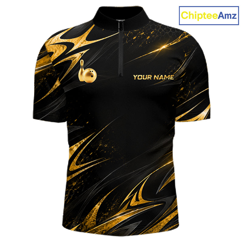 Personalized Black Gold Bowling Jersey Bowling Team Shirts Bowling Tournament