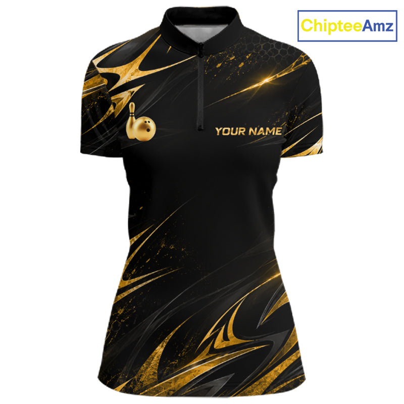 Personalized Black Gold Bowling Jersey Bowling Team Shirts Bowling Tournament