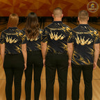 Personalized Black Gold Bowling Jersey Bowling Team Shirts Bowling Tournament