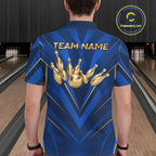 Blue and Gold Bowling Jersey Custom Bowling Team Shirts Bowling League Polo & 1/4 Zip
