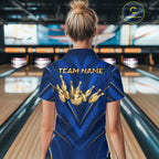 Blue and Gold Bowling Jersey Custom Bowling Team Shirts Bowling League Polo & 1/4 Zip