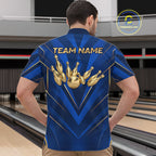 Blue and Gold Bowling Jersey Custom Bowling Team Shirts Bowling League Polo & 1/4 Zip