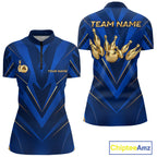 Blue and Gold Bowling Jersey Custom Bowling Team Shirts Bowling League Polo & 1/4 Zip