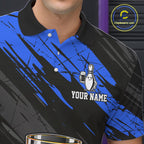 Custom Blue Funny Whiskey Bowling Jersey Bowling Team Shirts Bowling Polo & 1/4 Zip