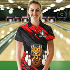 Custom Red Funny Whiskey Bowling Jersey Bowling Team Shirts Bowling Polo & 1/4 Zip