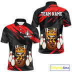 Custom Red Funny Whiskey Bowling Jersey Bowling Team Shirts Bowling Polo & 1/4 Zip