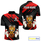 Custom Red Funny Whiskey Bowling Jersey Bowling Team Shirts Bowling Polo & 1/4 Zip
