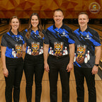 Custom Blue Funny Whiskey Bowling Jersey Bowling Team Shirts Bowling Polo & 1/4 Zip