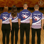 Custom Blue Red Argyle Pattern Bowling Jersey Bowling Team Shirts Polo & 1/4 Zip
