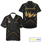 Custom Black and Gold Hawaiian Bowling Jersey Bowling Team Shirts