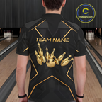 Black and Gold Bowling Jersey Custom Bowling Team Shirts Bowling League Polo & 1/4 Zip