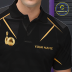 Black and Gold Bowling Jersey Custom Bowling Team Shirts Bowling League Polo & 1/4 Zip
