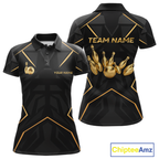 Black and Gold Bowling Jersey Custom Bowling Team Shirts Bowling League Polo & 1/4 Zip