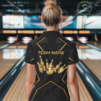 Black and Gold Bowling Jersey Custom Bowling Team Shirts Bowling League Polo & 1/4 Zip