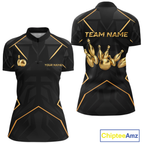 Black and Gold Bowling Jersey Custom Bowling Team Shirts Bowling League Polo & 1/4 Zip