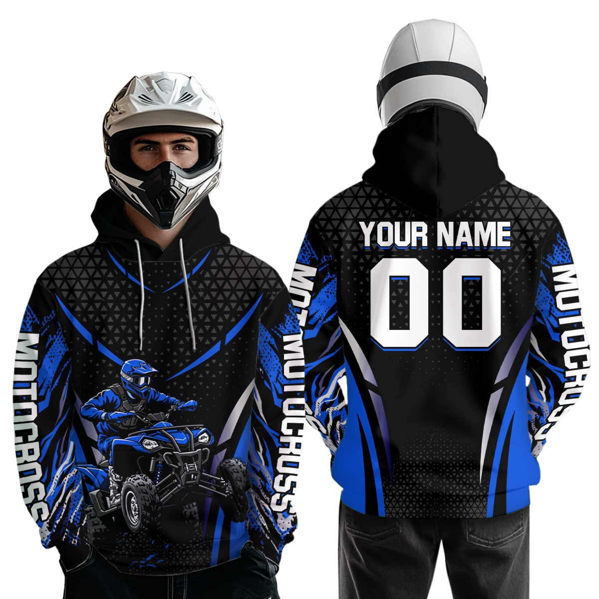 Personalized Blue ATV Motocross Hoodie Jersey Off-Road Hoodie Shirt