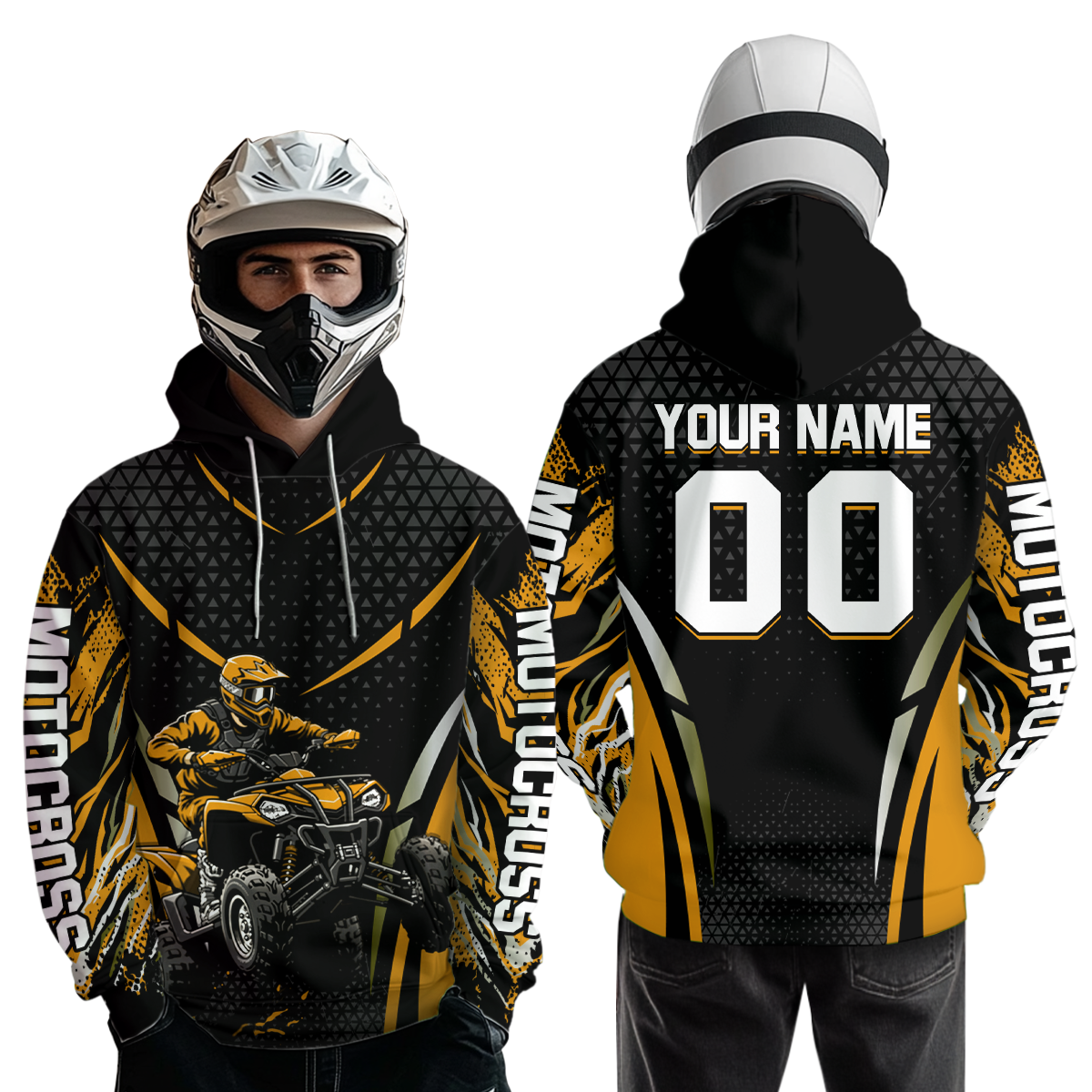 Personalized Orange ATV Motocross Hoodie Jersey Off-Road Hoodie Shirt