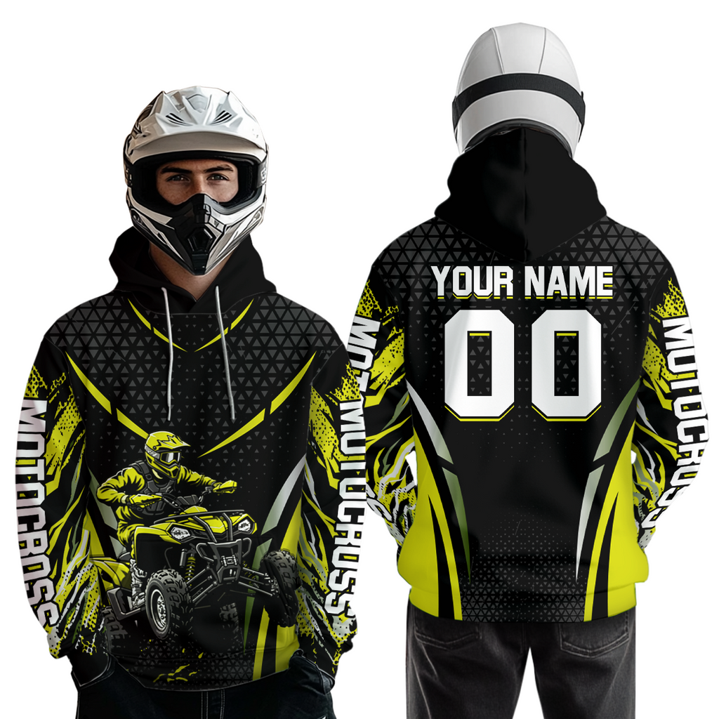 Personalized Yellow ATV Motocross Hoodie Jersey Off-Road Hoodie Shirt