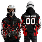 Personalized Red ATV Motocross Hoodie Jersey Off-Road Hoodie Shirt