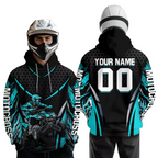 Personalized Turquoise ATV Motocross Hoodie Jersey Off-Road Hoodie Shirt