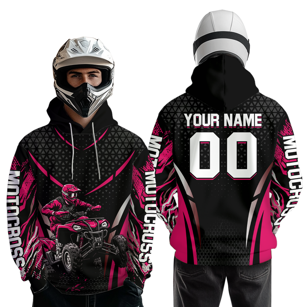 Personalized Pink ATV Motocross Hoodie Jersey Off-Road Hoodie Shirt