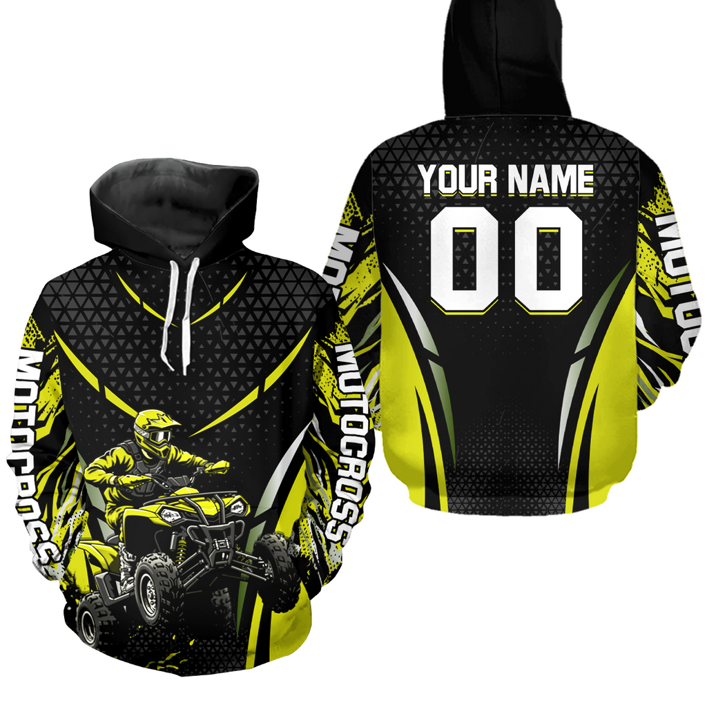Personalized Yellow ATV Motocross Hoodie Jersey Off-Road Hoodie Shirt