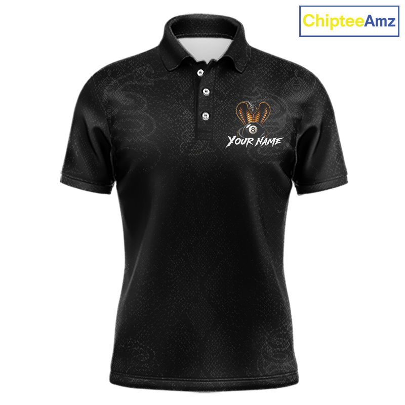 Custom Black Cobra Snake 8 Ball Billiard Shirt Billiard Team Jersey Billiard League