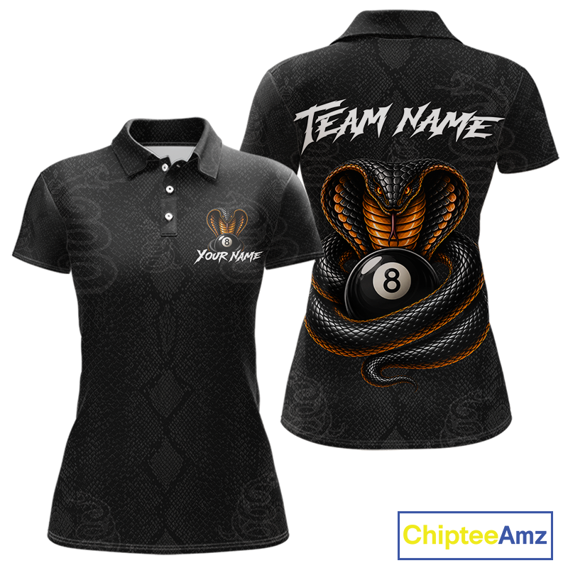 Custom Black Cobra Snake 8 Ball Billiard Shirt Billiard Team Jersey Billiard League