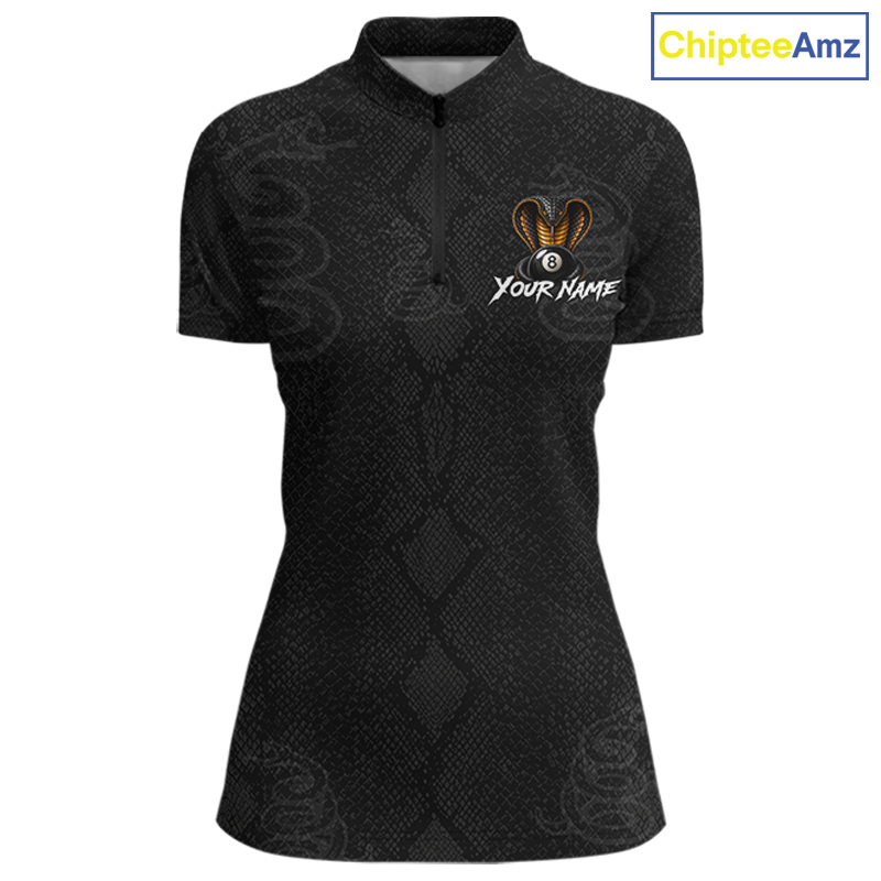 Custom Black Cobra Snake 8 Ball Billiard Shirt Billiard Team Jersey Billiard League