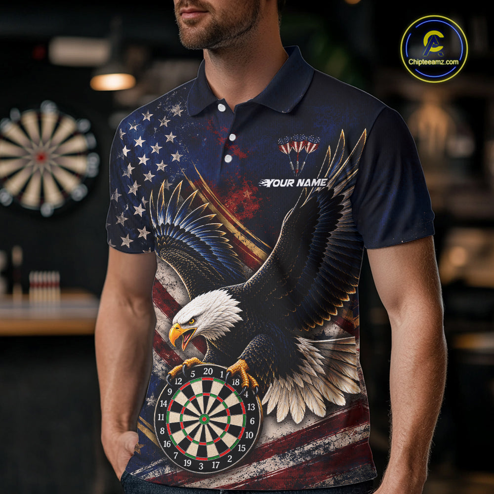 Custom American Flag Eagle Darts Shirt Darts Team Jerseys Dartboard Shirt