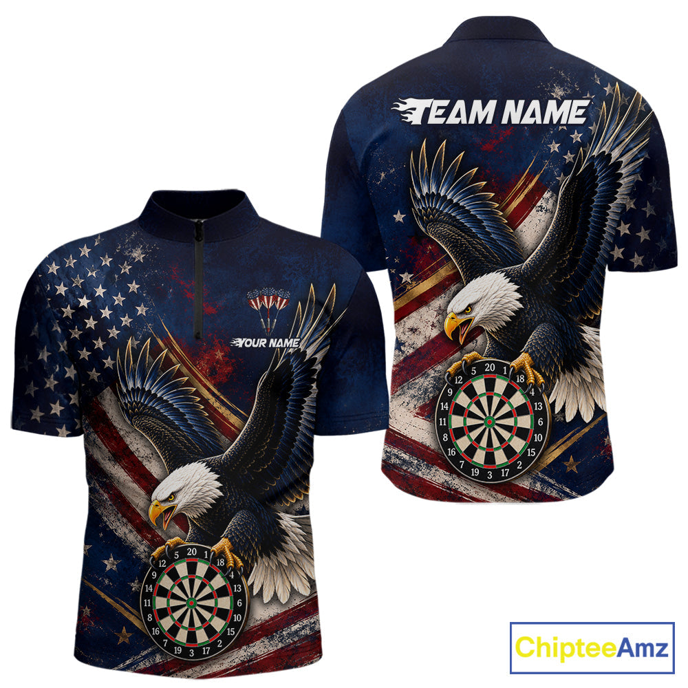 Custom American Flag Eagle Darts Shirt Darts Team Jerseys Dartboard Shirt