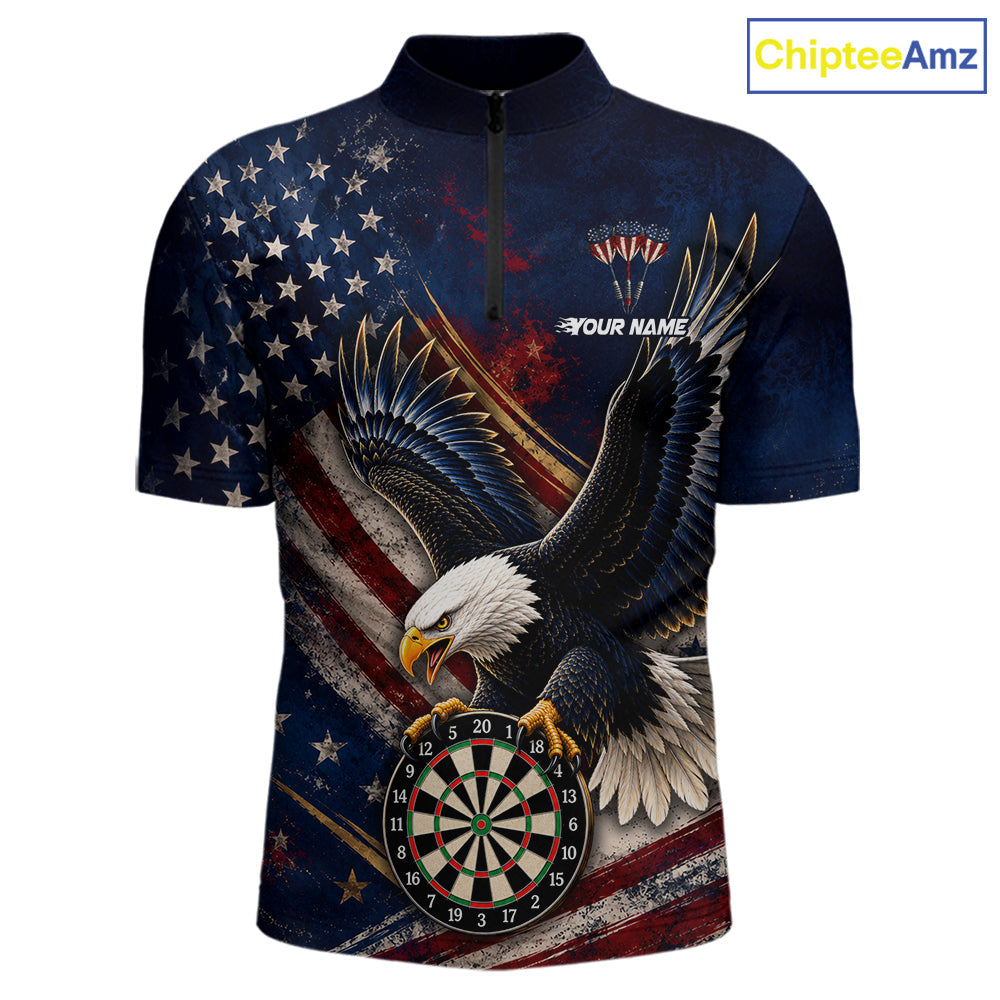 Custom American Flag Eagle Darts Shirt Darts Team Jerseys Dartboard Shirt