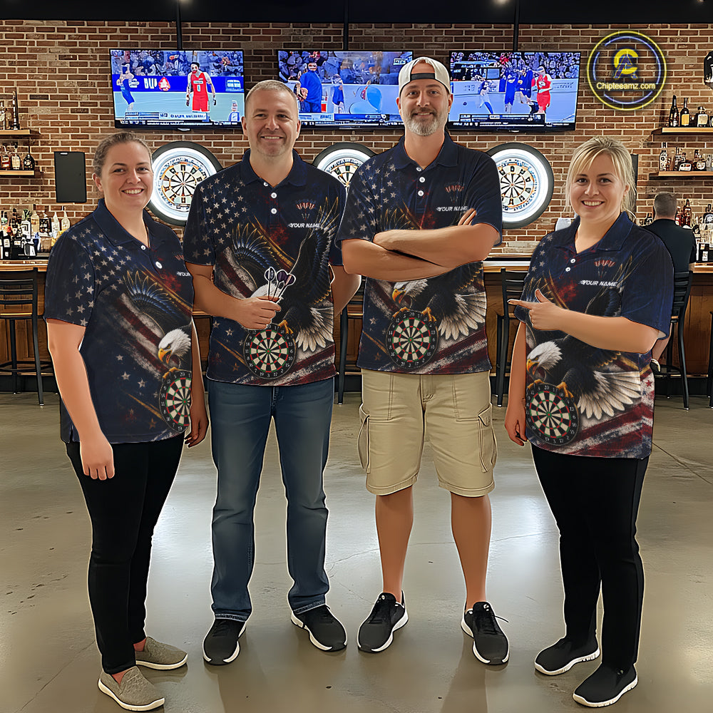 Custom American Flag Eagle Darts Shirt Darts Team Jerseys Dartboard Shirt
