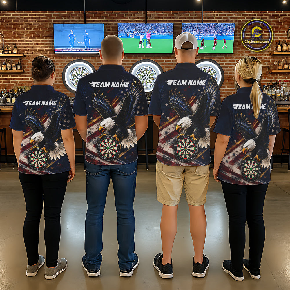 Custom American Flag Eagle Darts Shirt Darts Team Jerseys Dartboard Shirt
