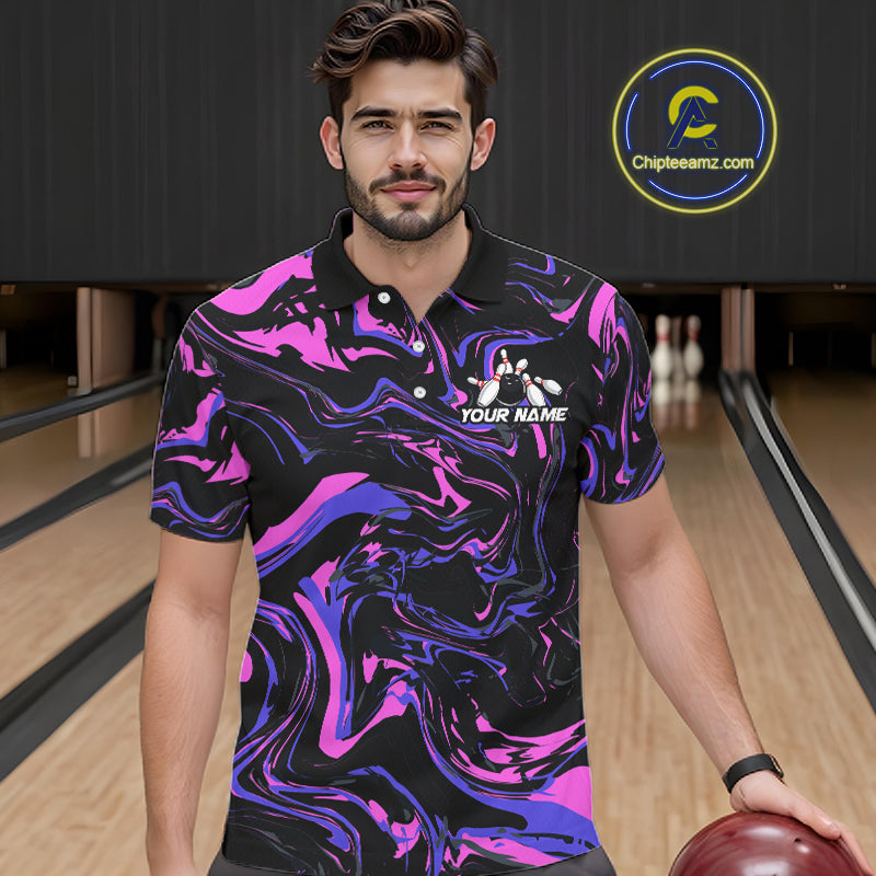 Custom Purple And Pink Drunk Bowling Balls And Pins Funny Beer Bowling Team Shirts