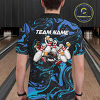 Custom Teal And Blue Funny Drunk Beer Bowling Balls And Pins Bowling Team Shirts