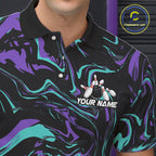 Custom Purple And Teal Drunk Bowling Balls And Pins Funny Beer Bowling Team Shirts