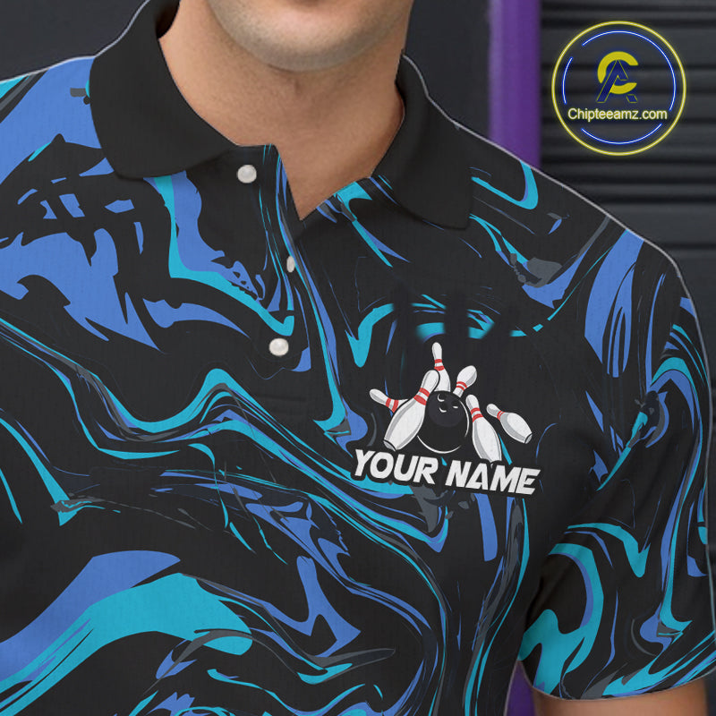 Custom Blue And Teal Drunk Bowling Balls And Pins Funny Beer Bowling Team Shirts