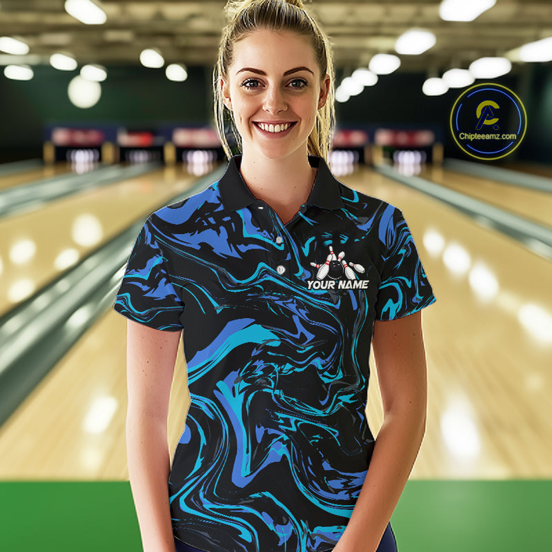 Custom Teal And Blue Funny Drunk Beer Bowling Balls And Pins Bowling Team Shirts