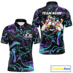 Custom Purple And Teal Drunk Bowling Balls And Pins Funny Beer Bowling Team Shirts