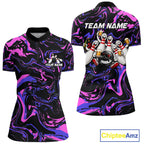 Custom Purple And Pink Drunk Bowling Balls And Pins Funny Beer Bowling Team Shirts