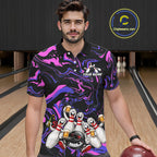 Custom Purple And Pink Funny Drunk Beer Bowling Balls And Pins Bowling Team Shirts