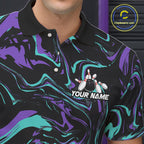 Custom Teal And Purple Funny Drunk Beer Bowling Balls And Pins Bowling Team Shirts