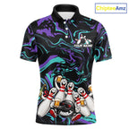 Custom Teal And Purple Funny Drunk Beer Bowling Balls And Pins Bowling Team Shirts