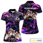 Custom Purple And Pink Funny Drunk Beer Bowling Balls And Pins Bowling Team Shirts